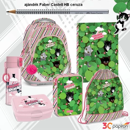 Iskolatáska szett Ars Una 25 Think Pink  táska, tolltartó, gumis mapp tornazsák, kulacs, uzsonnásdoboz