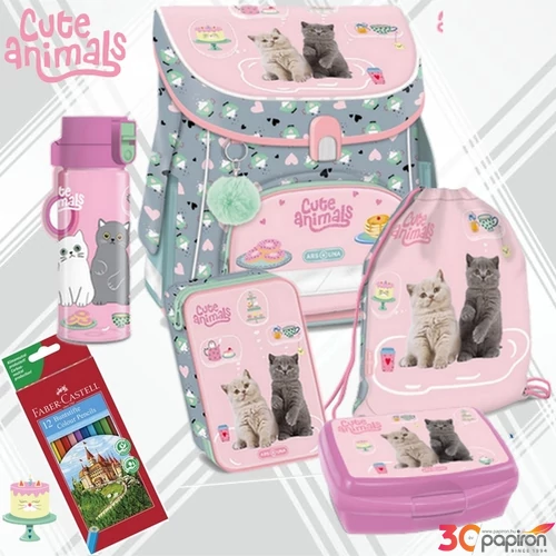 Iskolatáska szett Ars Una 26 Animals Tea-Cicás