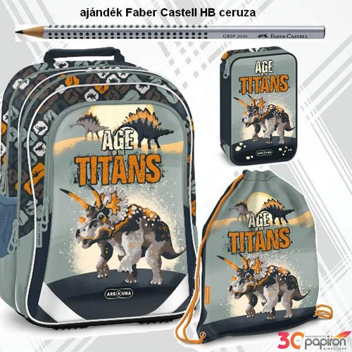 Iskolatáska szett Ars Una 23 Age of the Titans dínó hátizsák, tornazsák, tolltartó