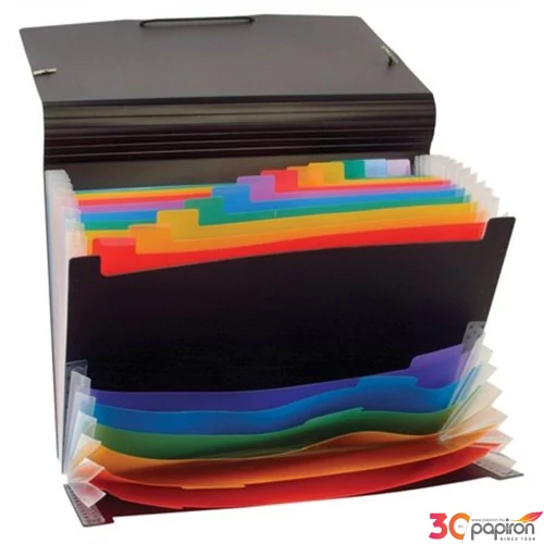 Harmonika mappa VIQUEL Rainbow Class 12+6 rekeszes PP fekete VIQUEL 110687-05