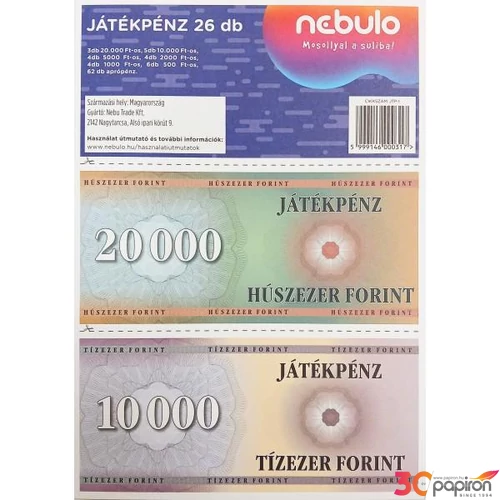 Játékpénz Nebulo 0 iskolaszezonos termék