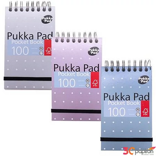 Jegyzetfüzet A7 spirálozott vonalas 50 lap PUKKA PAD "Metallic Pocket Book" vegyes színek