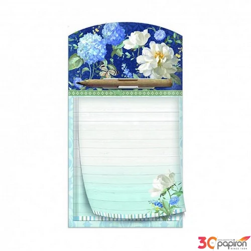 Jegyzetfüzet Argus 10x18cm hűtőmágnes 40 lapos ,ceruzával Wgite rose