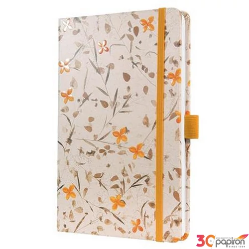 Jegyzetfüzet Sigel exkluzív, 135x203 mm, vonalas, 87 lap keményfedeles, Jolie Bloom Orange