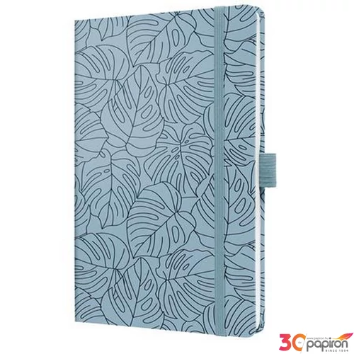 Jegyzetfüzet Sigel exkluzív, 135x203 mm, vonalas, 87 lap keményfedeles, Jolie, Blue Monstera