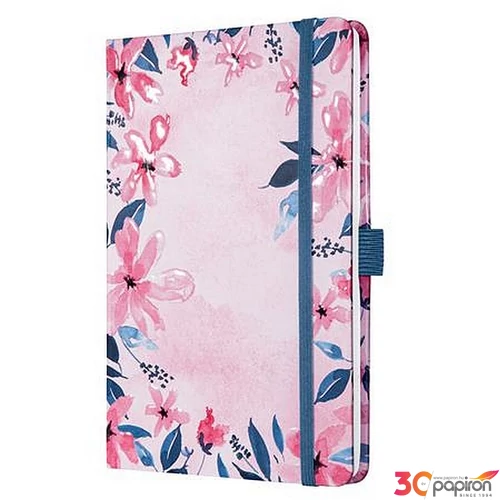 Jegyzetfüzet Sigel exkluzív, 135x203 mm, vonalas, 87 lap keményfedeles, Jolie, Loose Florals Oliv