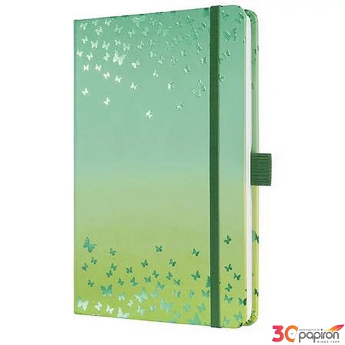 Jegyzetfüzet Sigel exkluzív, 135x203 mm, vonalas, 87 lap keményfedeles, Jolie Butterfly Confetti