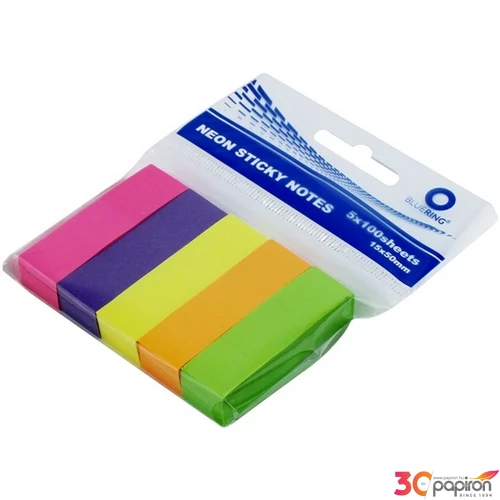 Jelölőcimke 15x50mm Bluering vegyes színű jelölő csík, 5x100lap