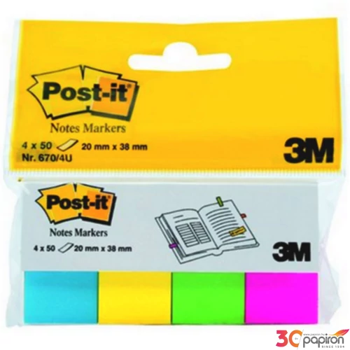 Jelölőcimke 20x38 3M/Posti-it 670/4N 4 szín ultra vegyes színek 4x50lap/csom