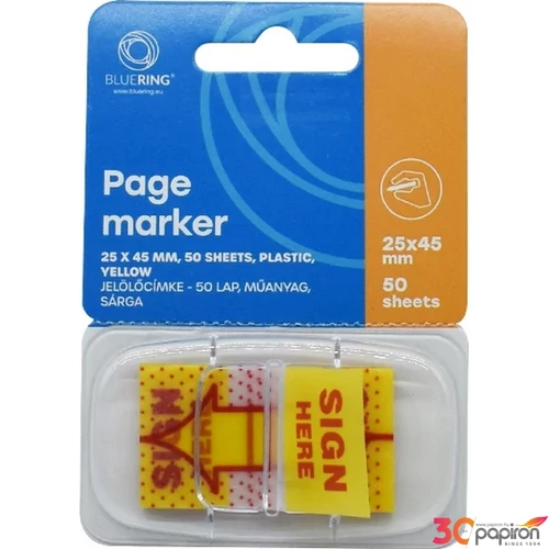 Jelölőcimke 25x45mm aláírás ikon sárga 50 lap