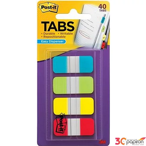 Jelölőcímke 3M POSTIT 16x38mm műanyag erősített 4x10lap, v.színek Irodai kiegészítők