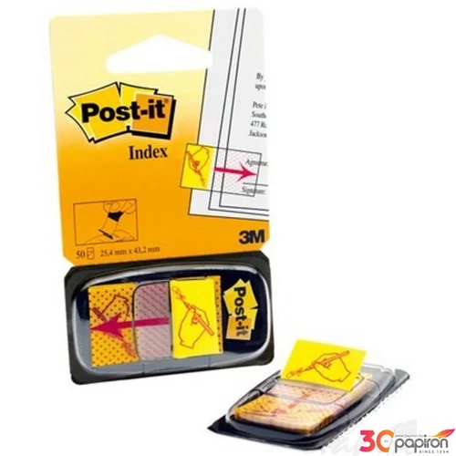 Jelölőcímke 3M/Post-it Index 50lap 25x43mm ikonos aláírás 50címke/adagoló