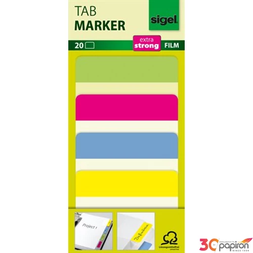 Jelölőcímke Sigel 50x38mm színes szélű erősített 4x5db, v.szín Irodai kiegészítők