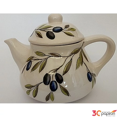 Kancsó kerámia Violin olajbogyós fedeles 1.5 l kézzel festett