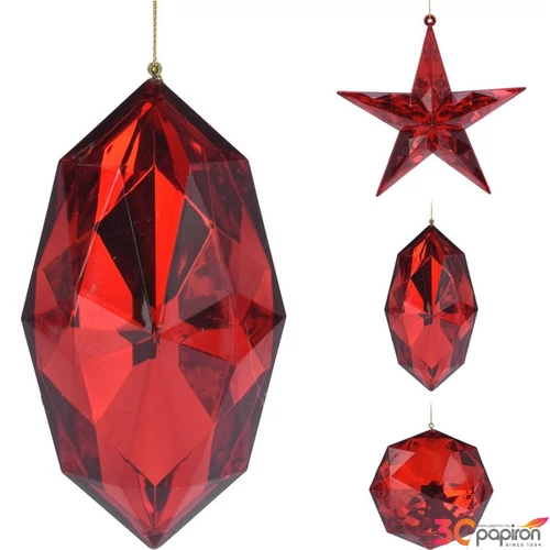 Karácsonyfa dísz Gyémánt 3féle piros KPM25
