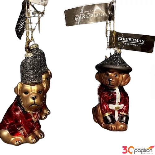 Karácsonyfa dísz Kutya kalapban 10cm 2féle KPM25