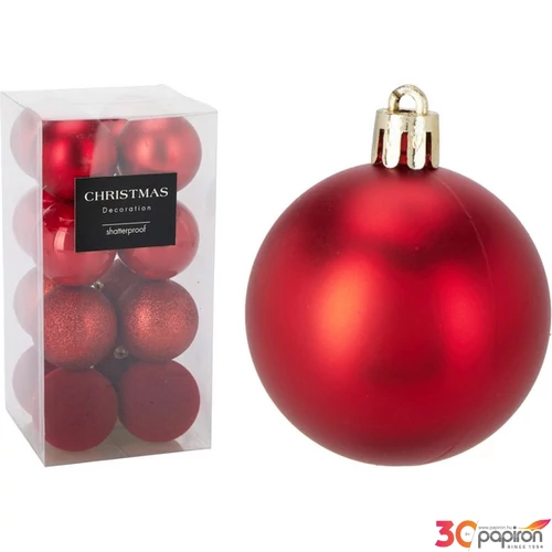 Karácsonyfa dísz Piros 6cm 16db/csomag KPM25