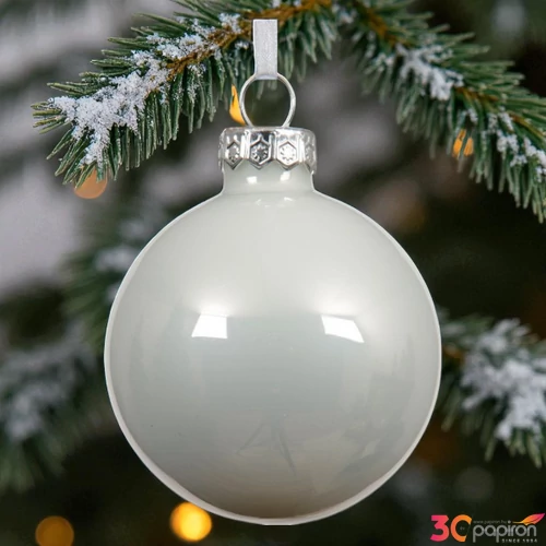 Karácsonyfa dísz üveg gömb zománcozott fehér8cm  SDKAE25