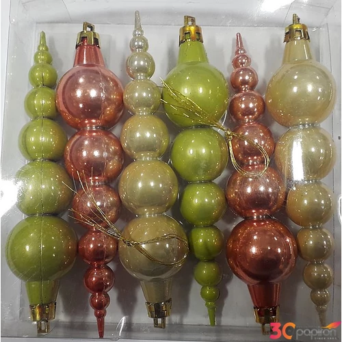 Karácsonyi gömb 16cm 6 /160mm/ JOYFUL gömbsor lime, arany, krém
