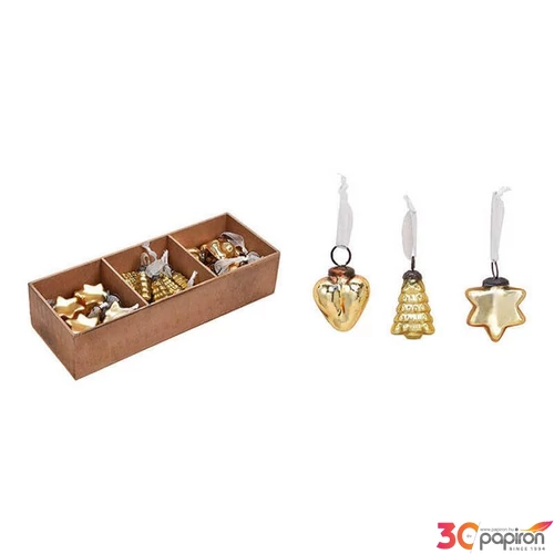 Karácsonyi 5cm dísz antik 20' arany antik 5x5x2cm üvegből kézzel festett nehéz üvegből fenyődísz