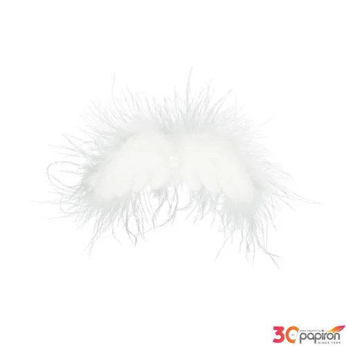 Karácsonyi dekor 24' Angyalszárny textil, 8 cm, fehér, S/3 