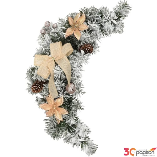 Dekor girland 23' 60cm, havas tobozzal, masnival fenyőgirlandív kpm