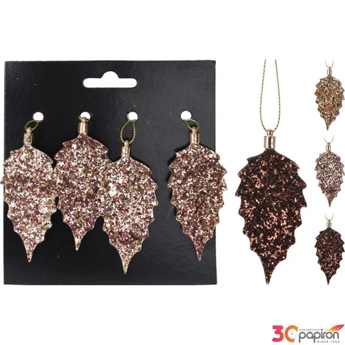Karácsonyi dekor akasztós 21' glitteres, 9cm 3 féle kpm