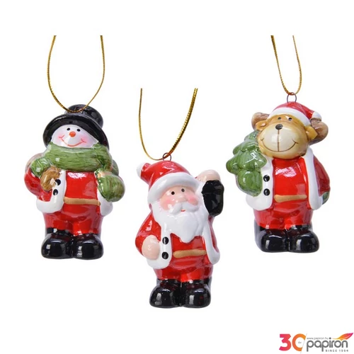 Karácsonyi dekor akasztós 24' 3 féle kézzel festett mikulás hóember sz 5.5cmx3.5cmx7.3cm 1db/ár sdkae