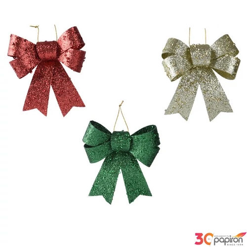 Karácsonyi dekor akasztós 24' masni glitteres 3 féle 11.5cmx10.5cmx2.5cm sdkae 1db/