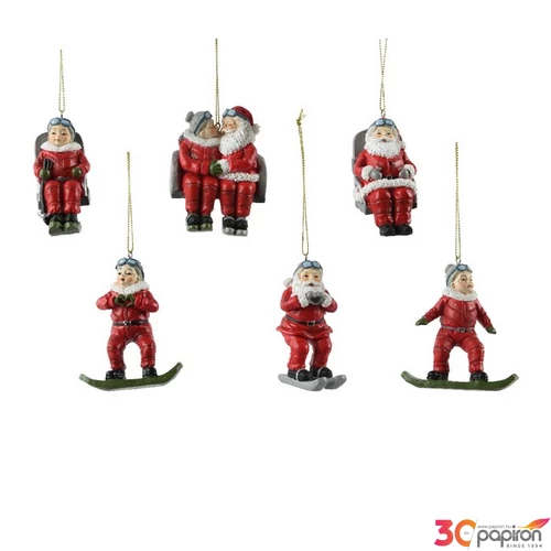 Karácsonyi dekor akasztós 24' polyresin 6 féle kézzel festet dísz 7cmx3.5cmx8.5cm sdkae 1db/ár