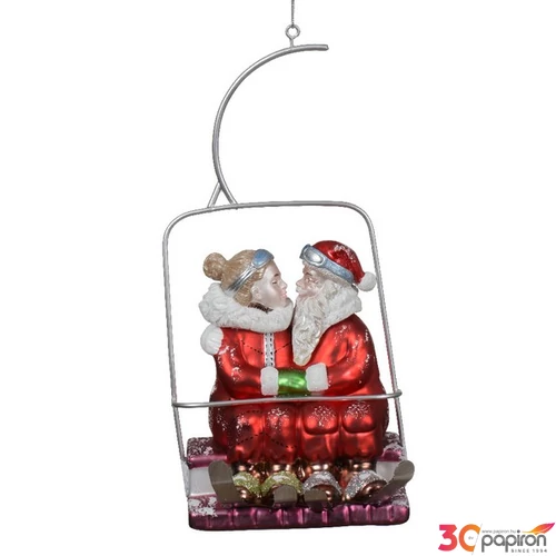 Karácsonyi dekor akasztós 24' télapó üveg kézzel festett 10.1cmx10.3cmx22cm sdkae