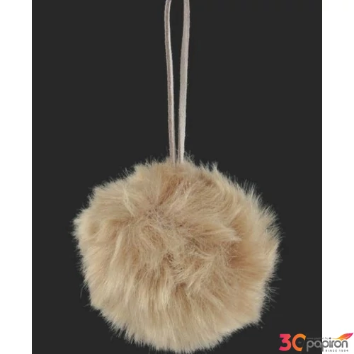 Karácsonyi 7,5cm fenyődísz szörme golyó, 3féle vegyes színben pink, krém fehér kpm fenyőgömb