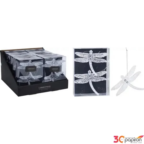 Karácsonyi dekor akasztós szitakötő, 10cm 2db/set kpm