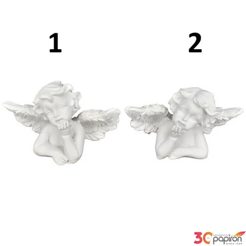 Dekor angyal könyöklő poly,9x4,5x5,8 cm fehér,2 féle
