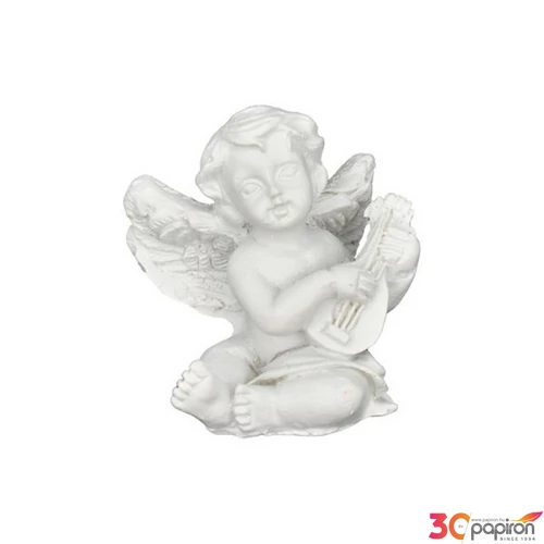Dekor angyal hangszerrel poly 3,5x2,5x4cm fehér, 2db/szett