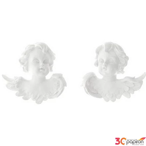 Dekor angyalfej fej poly 6x2x5,8cm fehér 2 féle