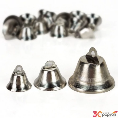 Karácsonyi dekor fém csengő ezüst, 1,5cm, 10db/csomag