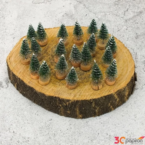 Karácsonyi dekor fenyőfa 4cm, zöld 4db/csomag