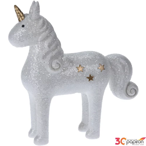 Karácsonyi 22cm dekor figura álló egyszarvú unikornis figura glitteres csillámos