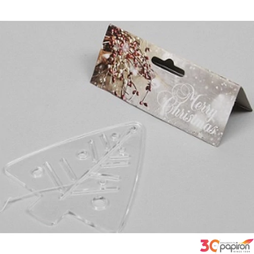 Dekor figura festhető áttetsző műanyag akasztós 9x10cm Feny Fenyőfa alakú koszorú-fenyő dekoráció...