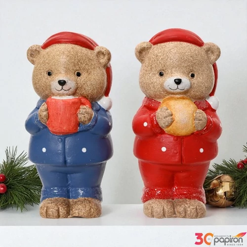 Karácsonyi dekor maci kerámia álló maci 5,5x6x12cm  SDKAE25 2 féle 1db/ár