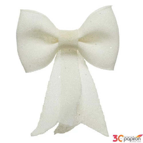 Karácsonyi dekor masni 24' glitteres fehér 2.5cmx12cmx14cm sdkae
