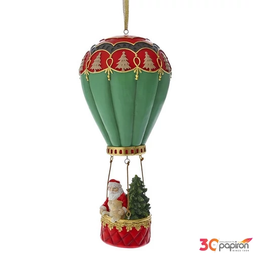 Karácsonyi dekor mikulás 23 hőlégballonban, 15x15x35cm kézzel festett elegáns darab