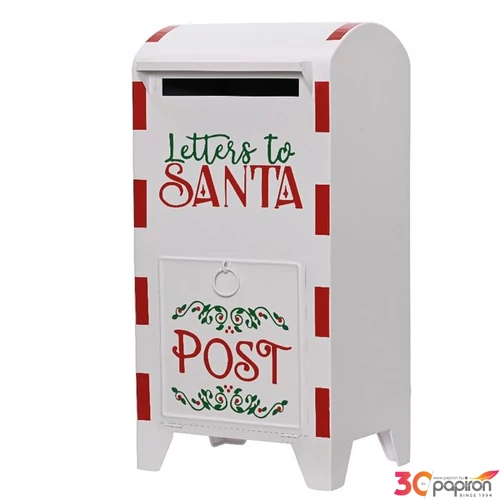 Karácsonyi dekor postaláda 24' fém óriás postaláda fehér 48x26x56 26.5cmx22.5cmx56cm sdkae 1db/á
