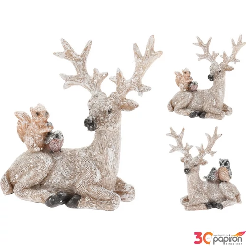 Rénszarvas karácsonyi dekor 23 ülő, 12cm 2 féle kpm