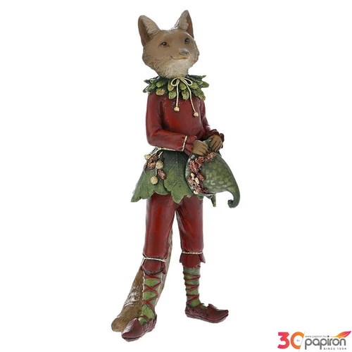 Karácsonyi dekor róka 23 12x11x31cm kézzel festett limitált Angol termék