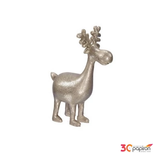 Karácsonyi dekor szarvas 20' glitteres álló poly 16cm arany