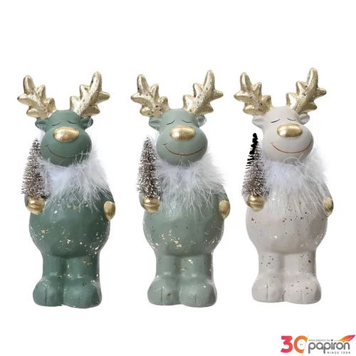 Karácsonyi dekor szarvas 24' 3 féle kerámia figura 9.5cmx8.7cmx22cm sdkae