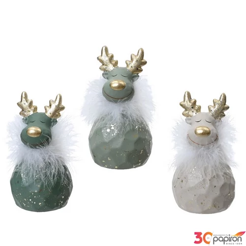 Karácsonyi dekor szarvas 24' 3 féle kerámia figura 8.5cmx8.4cmx16.1cm sdkae