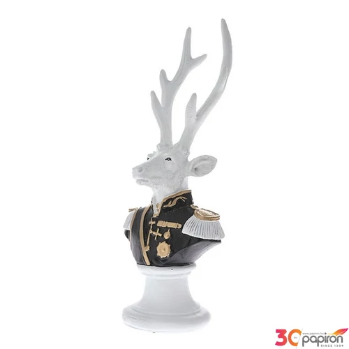 Karácsonyi dekor szarvas 23 fehér/fekete 14x10x35cm kézzel festett limitált Angol termék